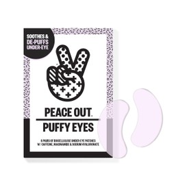 Peace Out Skincare - Parches de biocelulosa debajo de los ojos que minimizan la hinchazón, las ojeras y los ojos cansados con cafeína y niacinamida...