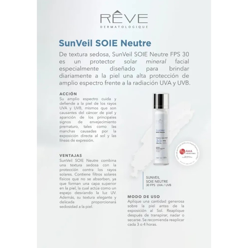 Reve Protector Solar Mineral Soie Neutre 30fps 50ml Uvb Uva