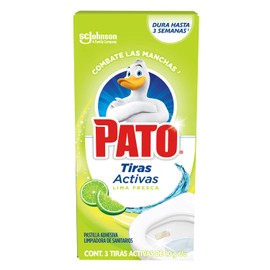 Pato Tiras Activas para Inodoro, Pastilla Adhesiva Limpiadora de Sanitarios, Combate las Manchas, Aroma Lima Fresca, 3 Unidades, 10g