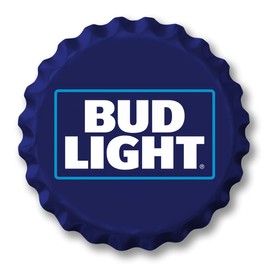 Desperate Enterprises Bud Light Logo Stamped Shape Bottle Cap - Premium Aluminum Sign - Made in USA - 18" Round