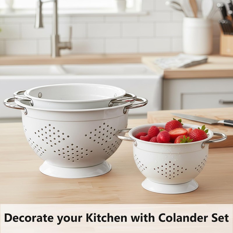 Hillbond Colander Set for Kitchen, 1.5, 3, 5 Qt Stainless