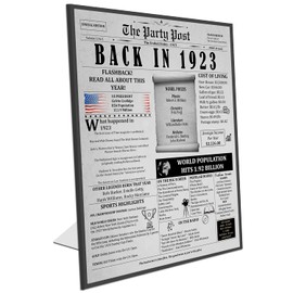102nd Birthday Poster 8 x 10 Party Sign - Born 102 Years Ago Table Party Supplies. Back In 1923 Home Decor Bday Card. Wedding Anniversary Banner with Fun Facts for Her or Him Turning 102 Years Old