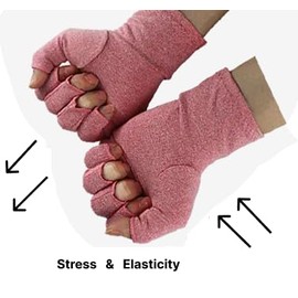 Jesata Arthritis Compression Gloves for Men & Women | Open Finger Gloves for Wrist Support | Hand Therapy Carpal Tunnel Gloves, Relieve Arthritis Pain, Breathable Moisture Wicking Fabric (Pink, M)