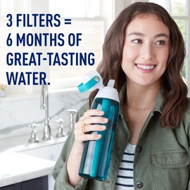 Brita Water Filter Replacements for Water Bottles, Lasts 2 Months, Reduces Chlorine Taste and Odor, 3 Count