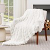 Touchat Luxury Faux Rabbit Fur Throw Blanket, 700GSM Premium Ruched