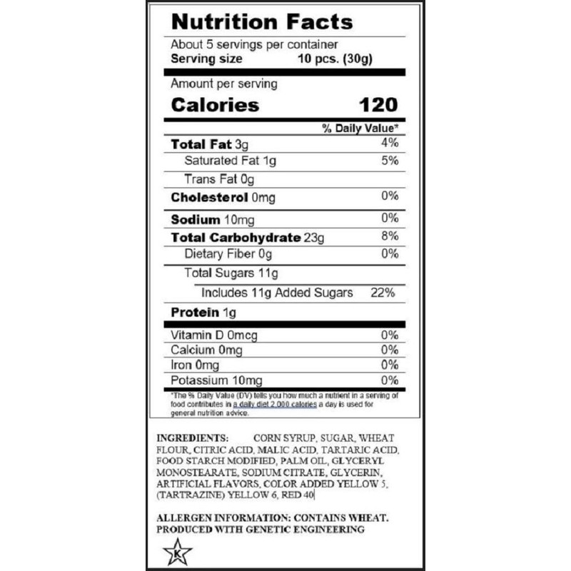 Sour Punch Bites, Tropical Blends, 5oz Bag (12 Pack), Peach,