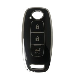 [Kinotaka] New Nissan Dedicated Design TPU Smart Key Case, Light EV, Sakura, Aria, New Model X-Trail, 2022, Leather Key Cover, Accessory Parts (Black (3 Buttons)), Black (3 Buttons)