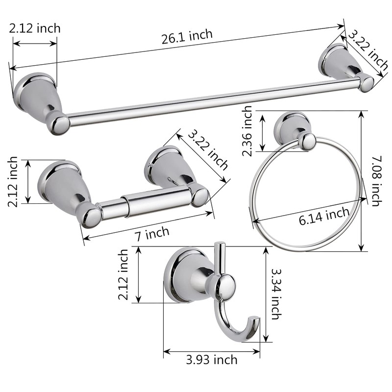 BGL 4-Piece Bathroom Accessory Set Chrome Bathroom Hardware Set 24