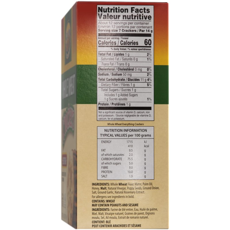 Shibolim Whole Wheat Crackers with Everything Seasoning, 6oz (2 Pack)