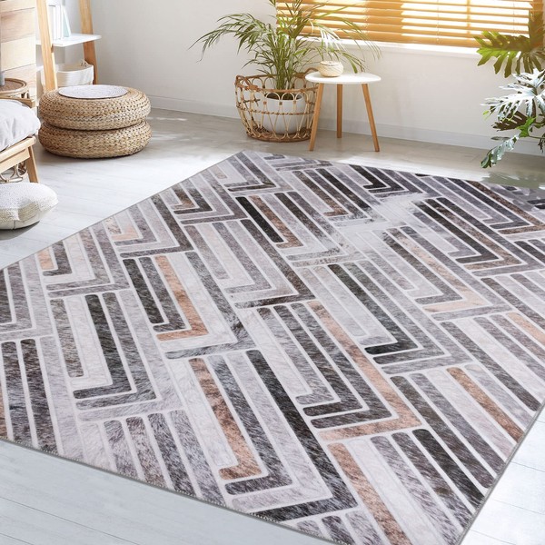 DECOMALL Coronado Washable Area Rugs 8x10, Faux Cowhide Rug, Modern