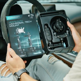 CARMOUNT Heavy Duty Tech Mount - [New 2023] Universal Phone Holder, Compatible with GoPro Holder, GPS Holder, Durable 3-Point Adjustable Arm, Strong Suction Cup Mount - Off-Road Car Mount