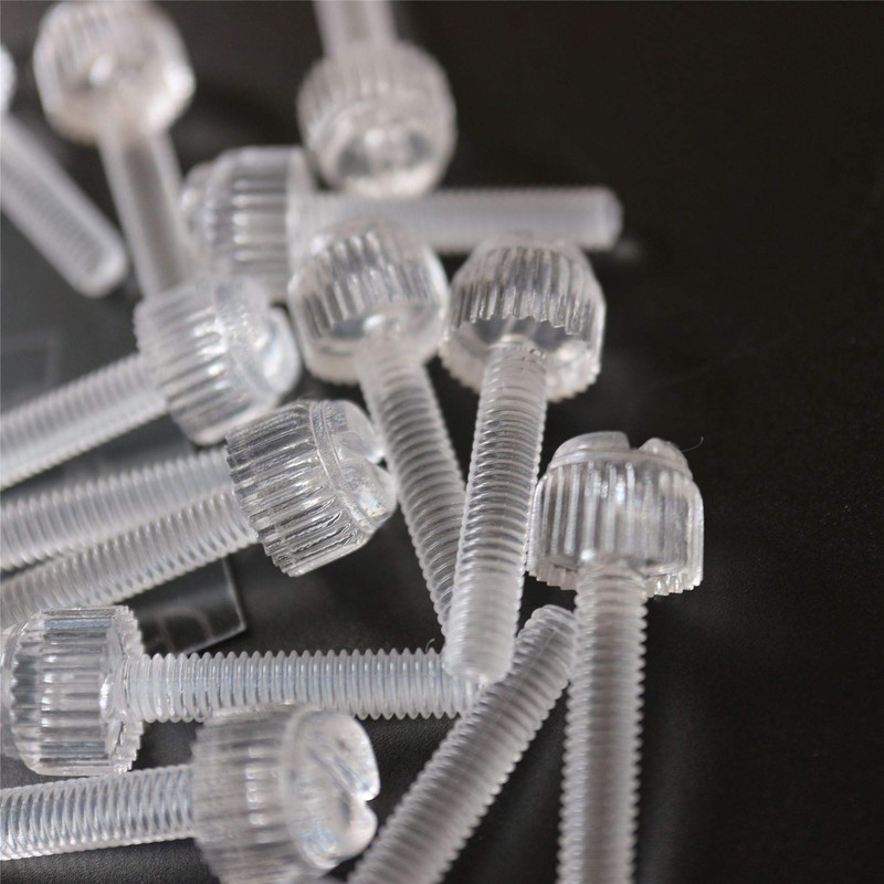 Pack of 60 Transparent Clear Plastic Acrylic Thumbscrews, Slotted+knurled M4