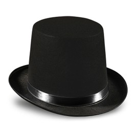 Dress Up America Black Top Hat for Kids & Adults – Formal Tuxedo Hat with Trim – Magician Butler Gentleman Costume Accessory
