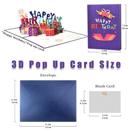 GREETING ART Pop Up Happy Birthday Card – 3D Birthday Popup Greeting Cards -Birthday Cards for Women & Men – Pop Up Cards Anniversaries Card for Fathers,Friend,Kids, Thank You Appreciation Gifts