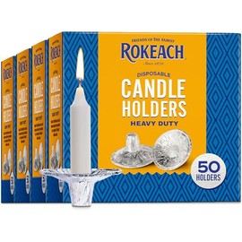 Rokeach Extra Heavy Duty Disposable Aluminum Foil Candle Holders, 4X 50 Pack (200 Holders) Bulk | Bobeches for Candlesticks | Fits All Standard Candle Sticks