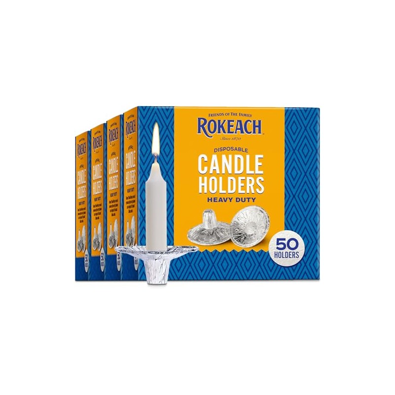 Rokeach Extra Heavy Duty Disposable Aluminum Foil Candle Holders, 4X