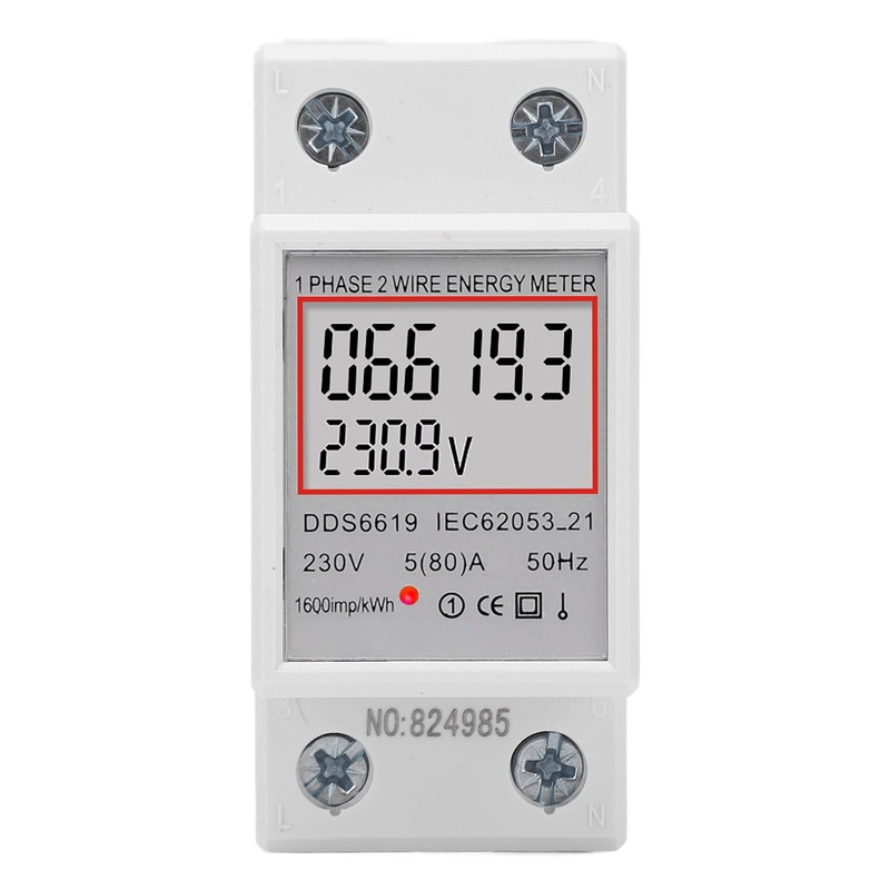 LCD Digital Electricity Meter Single Phase 2 Pin DIN Rail
