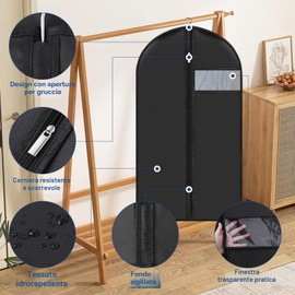 6 Pezzi Copriabiti Antipolvere 60 X 100 cm, Copri Abiti Custodie Abiti con Finestra Trasparente, Porta Abiti Antipolvere per Abiti con Cerniera, per Smoking Custodia Abiti Giacche Gonne e Camicie