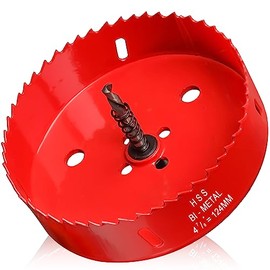 Sierra perforadora de 4 7/8" (124 mm) para madera, cortador de agujeros bimetálico HSS con broca piloto para luces empotradas, tableros de PVC, fibra de vidrio y tubos de ventilación