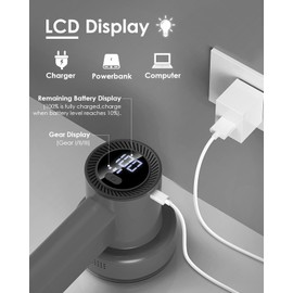 Fabric Shaver Fuzz Remover Rechargeable, HOMEASY Electric Lint Remover Shaver with 3 Blades & LED Digital Display, Sweater Couch Fabric Pill Shaver for Sweater, Couch, Furniture (Dark Gray)