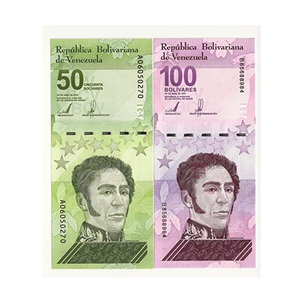 50-100 Bolivar Digital (Digitales) 2 Pieces Banknote Set, 2021, UNC - 50-100 Million Soberano