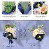 URROMA Wrist Corsage and Boutonniere Set, Blue and Yellow Rose