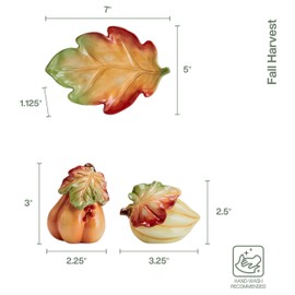 Fitz and Floyd Fall Harvest Salt and Pepper Shaker with Tray, 3 Piece Set
