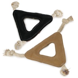 PAWPOURRI Triangle Shape Natural Suede Leather Chew Toy for Medium to Large Dogs, Leather Dog Toys (Pack of 2)
