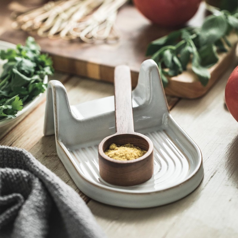 Ceramic Spoon Rest for Countertop Heat-Resistant Spoon Rest for Stove