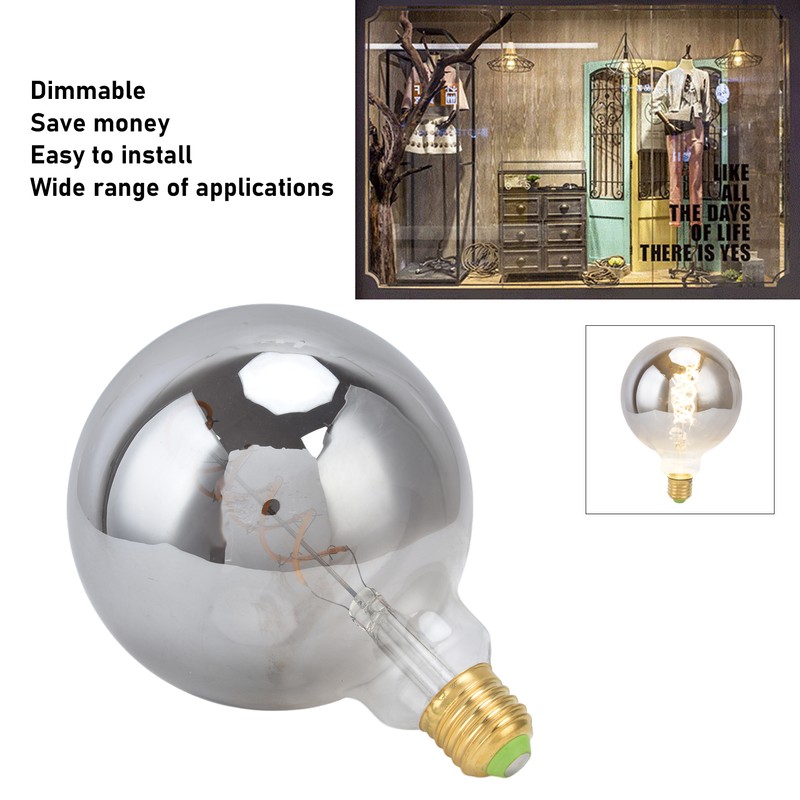 LED Vintage Edison Light Bulb Dimmable Antique Half Chrome Light