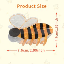 Totelux Bee Hair Clip Cute Honeybee Hair Claw Clip for Thick Thin Hair, Bumblebee Hair Jaw Clamp Nonslip Elegant Hair Grab Clips for Women Girls Spring Hair Accessories
