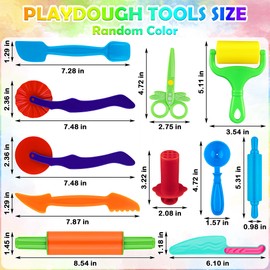 Oun Nana Playdough Tools 11 PCS Basic Playdough Starter Set for Kids, Playdough Accessories with Pizza Cutter, Safety Scissors, Rolling Pin, Roller, Dough Extruder, Spoon, Carving Tools, Plastic Knife