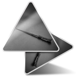 2 x Triangle Stickers 7.5cm - BW - Magic Wizarding World Elder Wand Fun Decals for Laptops,Tablets,Luggage,Scrap Booking,Fridges #37046