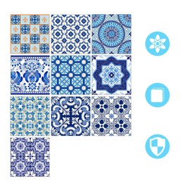 Decoración Piezas Autoadhesivas Calcomanías de Azulejos de Pared Backsplash Pegatinas de Azulejos de Vintage Pelar Y Pegar Pegatina de Azulejos 10