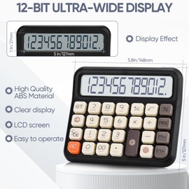 Standard Function Desktop Calculator,Powered by Batteries(Included),12 Digit Large LCD Display,Big Buttons Easy to Press,Automatic Sleep,for Office,School, Home. (Black)