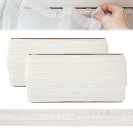 YGKYMVW 2 Rolls of Curtain Tape, Ruffle Tape, 30 m x 2.5 cm, White Curtain Tape for Sewing, Universal Tape, Polyester Curtain Tape for Curtains, Ruffle Tape for Curtains, Door Curtains