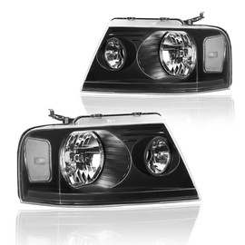 DimFlux 2Pcs Headlight Assembly, Headlights Kit Compatible with 2003-2014 Chevy Express 1500/2003-2023 Express 2500 3500/2009-2022 Express 4500 Replacement Headlamp Black Housing Clear Reflector