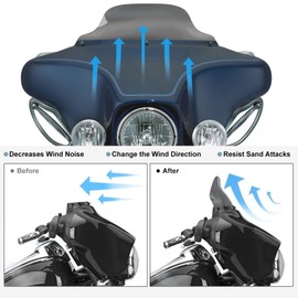Rich Choices 8" Smoke Motorcycle Black Wave Windshield Windscreen Compatible with 1996-2013 Harley Davidson Street Glide Electra Glide Ultra Classic Touring FLHT FLHTC FLHX Tri Glide