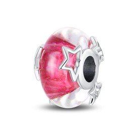 LNQOBU Murano Glass Charms 925 Sterling Silver,Charms for Bracelets,Pink Love Heart,Butterflies Charm,Red Round Bead Charm fit Women Bracelets/Necklace Jewelry Gifts
