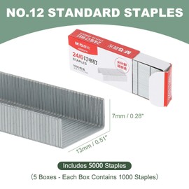 M&G 24/6 Staples for Stapler, 5000pcs(1000pcs Per Box) Staples 25 Sheets Capacity for Standard Stapler Smooth Stapling for Home Office Supplies, Silver