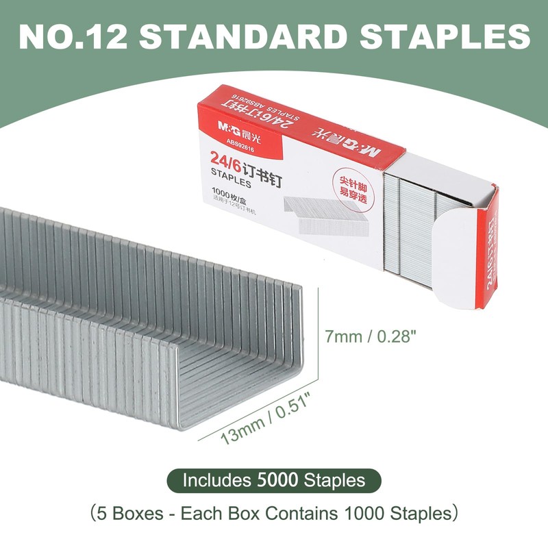 M&G 24/6 Staples for Stapler, 5000pcs(1000pcs Per Box) Staples 25