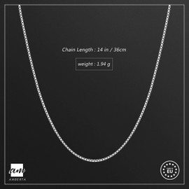 Amberta Designer Necklace, Fine Chain for Children, Sterling Silver 925, 36 cm Length, Silver