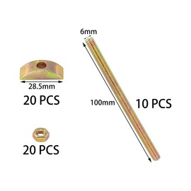 10-Pack M6 Bed Bolts and Half Moon Nuts – Adjustable Furniture Connecting Bolt (100mm)