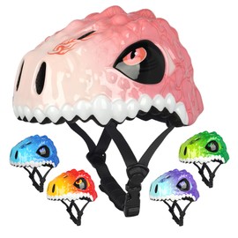 Bavilk Toddler Kids Bike Helmet Adjustable Multi-Sports Helmet for Bicycle Scooter Skateboard Protective Gear Girls Boys Dinosaur Design