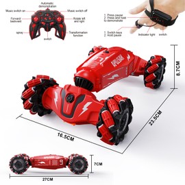 LOOZIX Upgraded Hand Gesture Sensing RC Stunt Car with Lights Music, Spray Drift Hand Gesture RC Car 360° Spins All Terrains Hand Controlled Truck Toys for 6 7 8 9 10 Year Old Boys