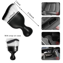 Dickno Car Interior Dust Brush, Soft Scratch Free Auto Detailing Brushes, Universal Vehicle Interior Cleaning Tool for Automotive Dashboard, Air Vents, Leather(White & Black)