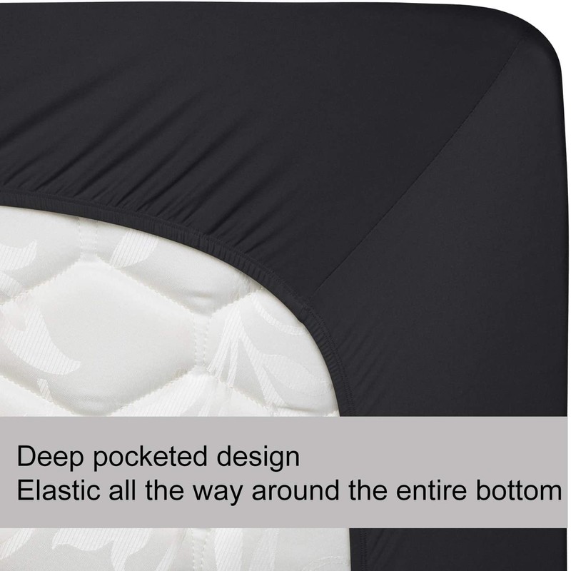 Fitted Bed Sheets Double Black | Jersey Cotton Double Fitted