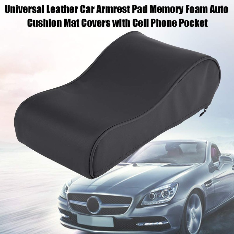 Universal Car Armrests Pad, Leather Armrest Pad Memory Foam Auto