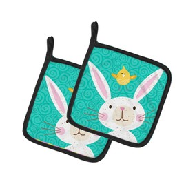 Caroline's Treasures Happy Easter Rabbit Pair of Pot Holders, Multicolor