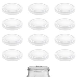 mikken 12 Lids TO 70/7.3 cm Twist-Off Replacement Lid Screw Lid for Jars, Preserving Jars, White